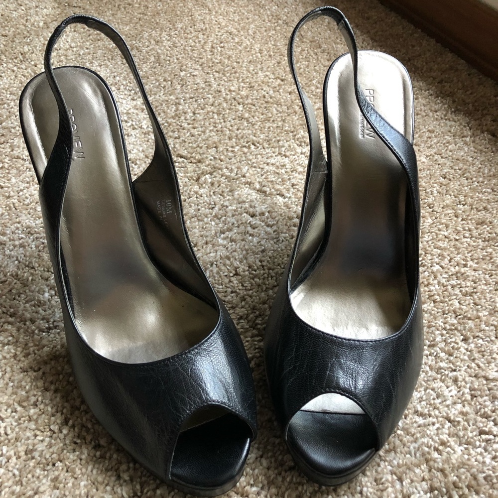 Black Open Toe High Heels - Picture 4 of 6